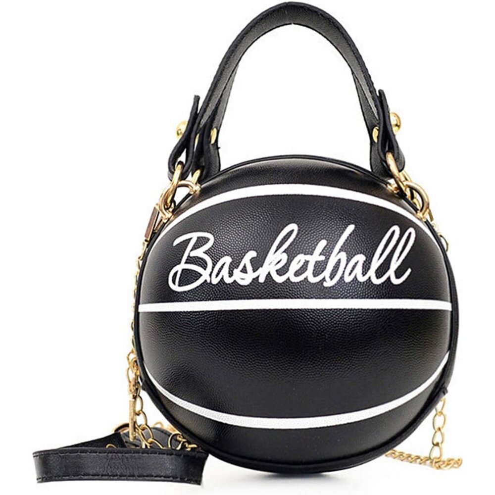 Women Crossbody Bags Basketball Shaped PU Handbags Adjustable Strap Shoulder Mes